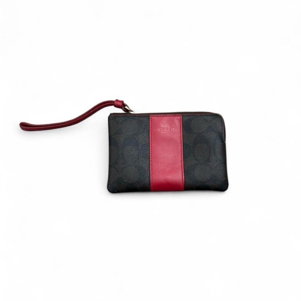 Coach Black Wristlet with Red Accent